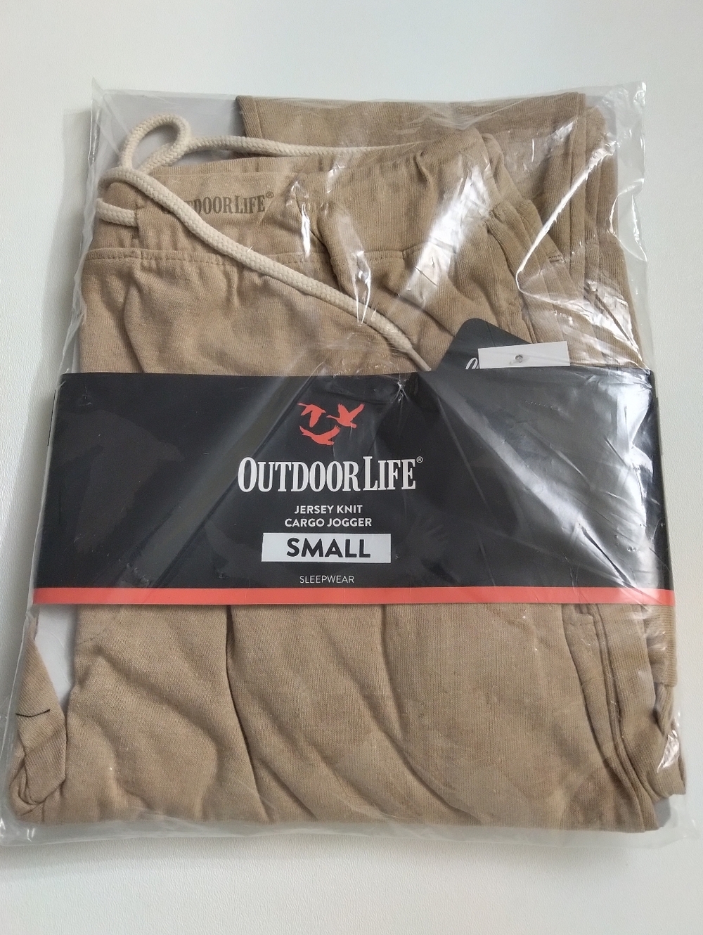 Outdoor Life Men's Jersey Cargo Joggers - Beige/Tan Size Small New